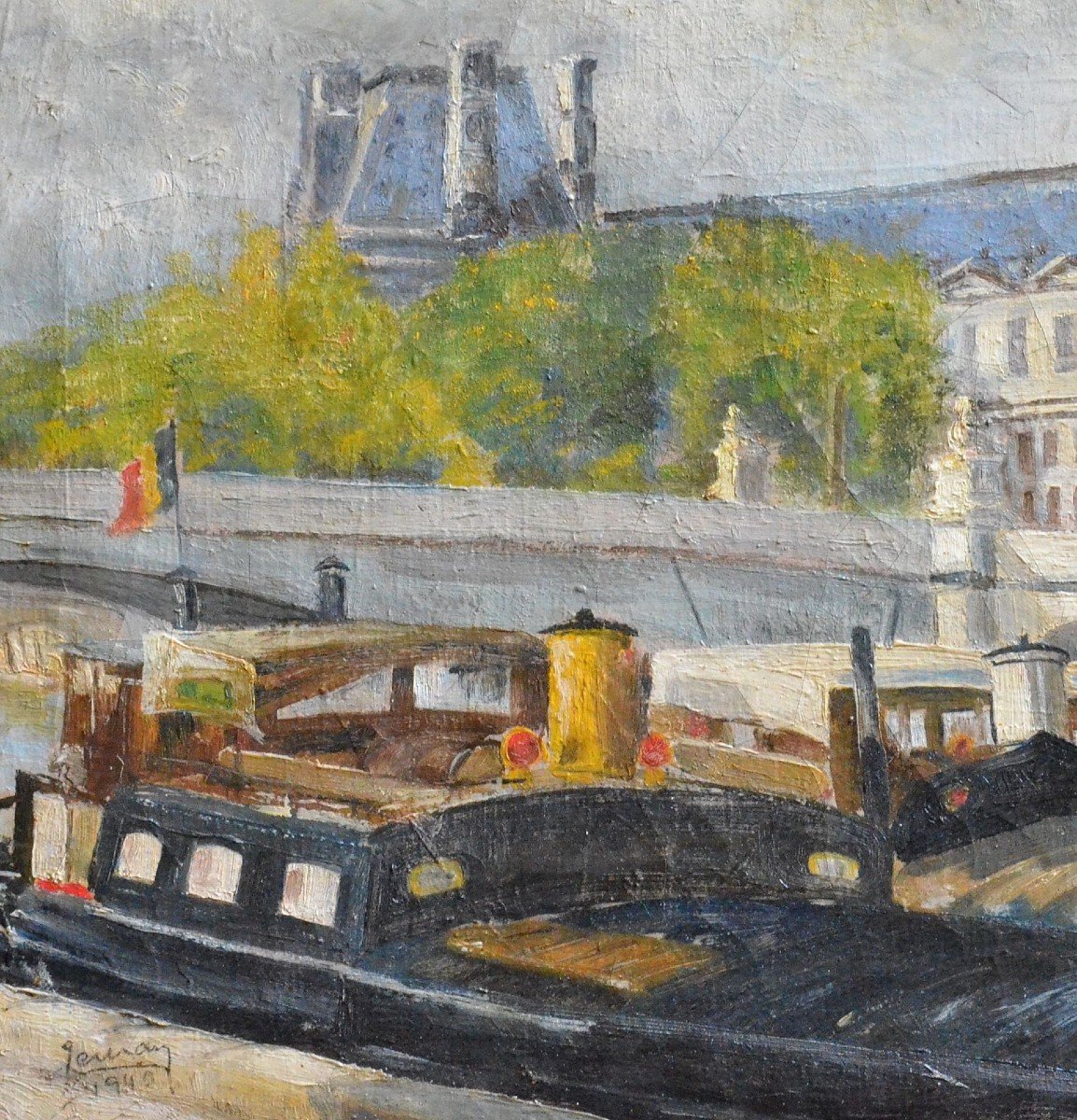 Barges Moored In Front Of The Louvre.-photo-2