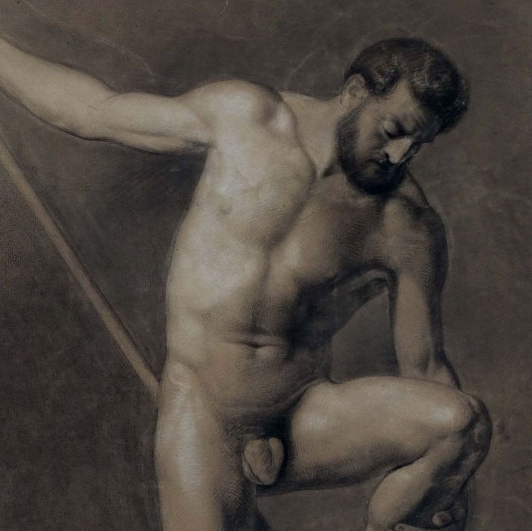 « Académie d’homme vers 1820 (2) ». Encadrée.-photo-3