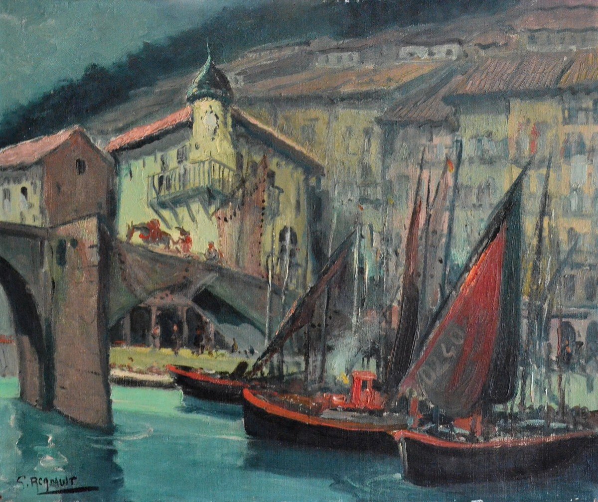« Espagne, le port d’Ondarroa » Georges Regnault (1898 – 1979)