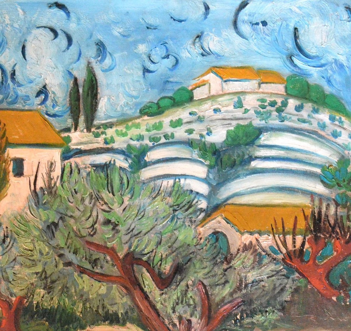 Large Landscape Of Provence Around 1930.-photo-2
