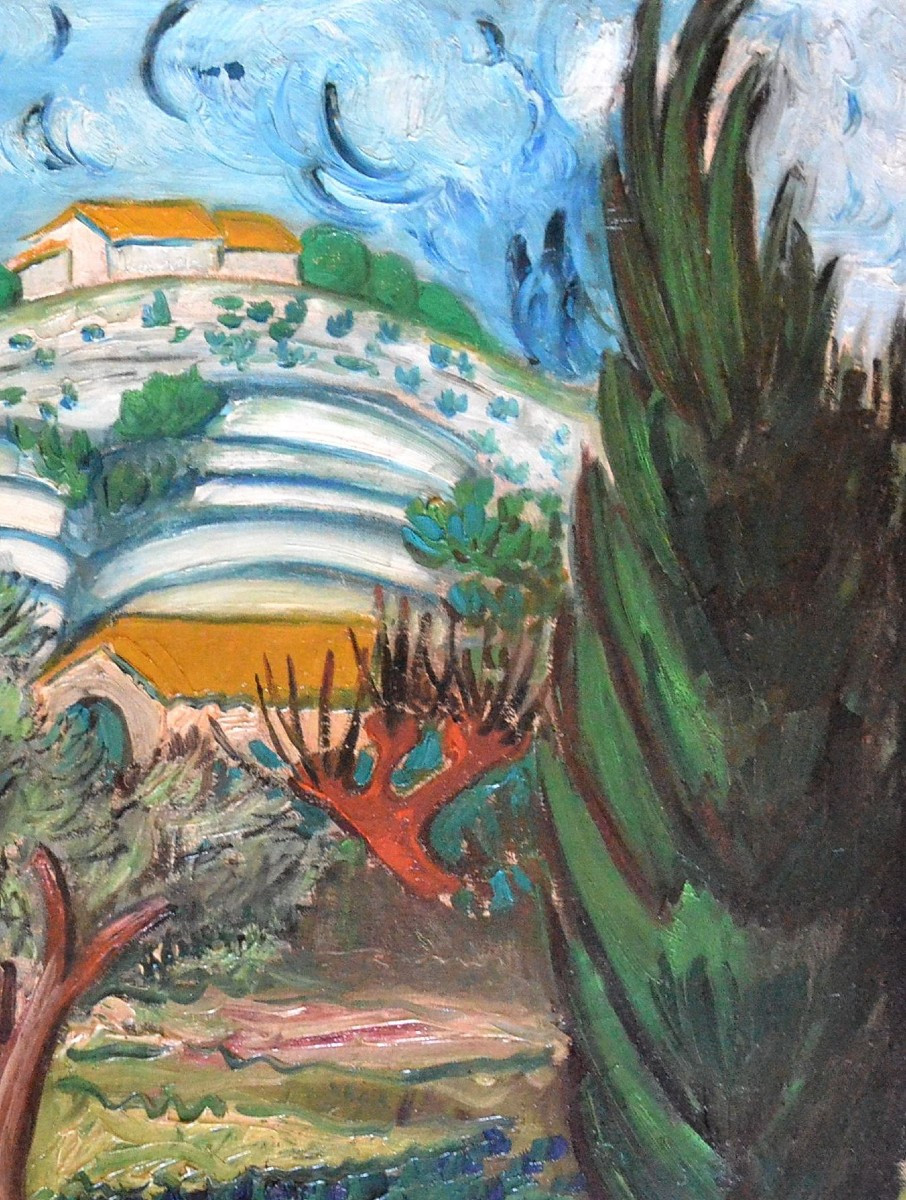 Large Landscape Of Provence Around 1930.-photo-4
