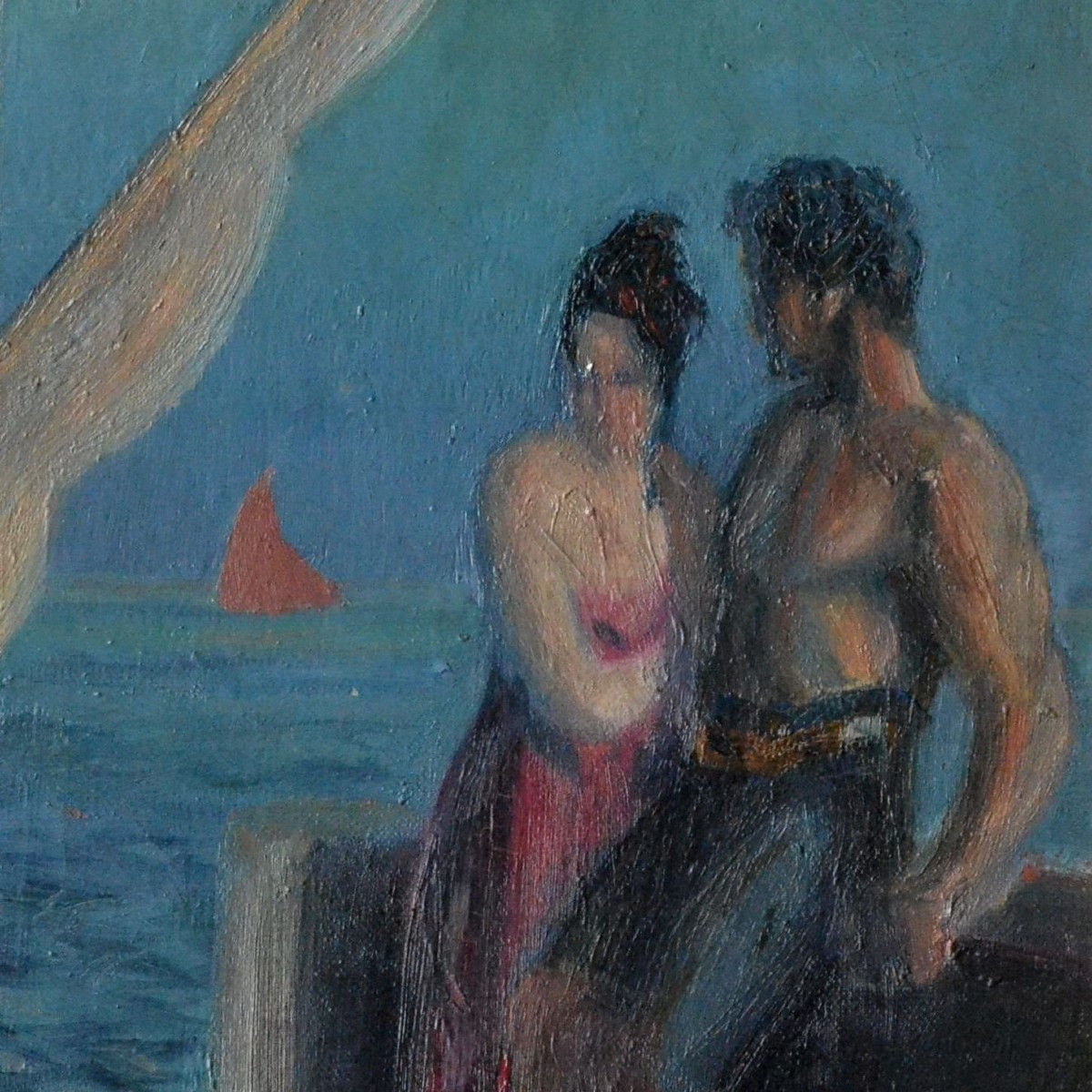 Couple By The Sea Around 1930.-photo-3