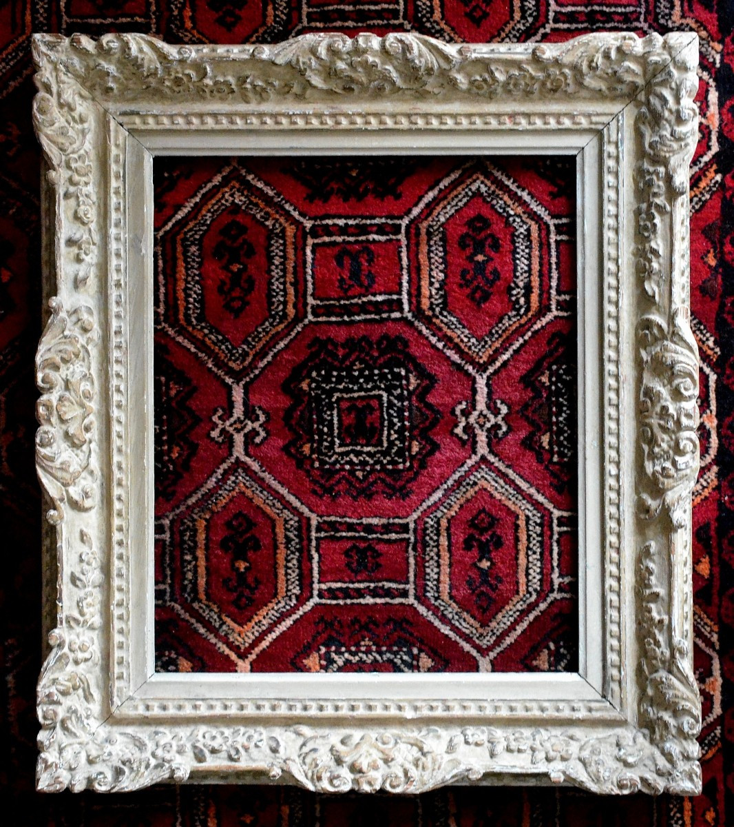 Carved And Cerused Wooden Frame. Size F8.