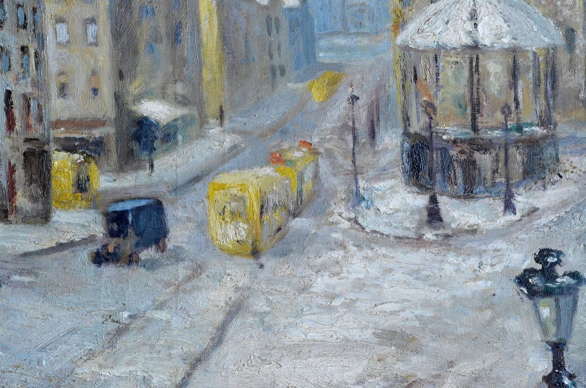 Brussels, Liedts Square Covered In Snow Around 1910.-photo-3