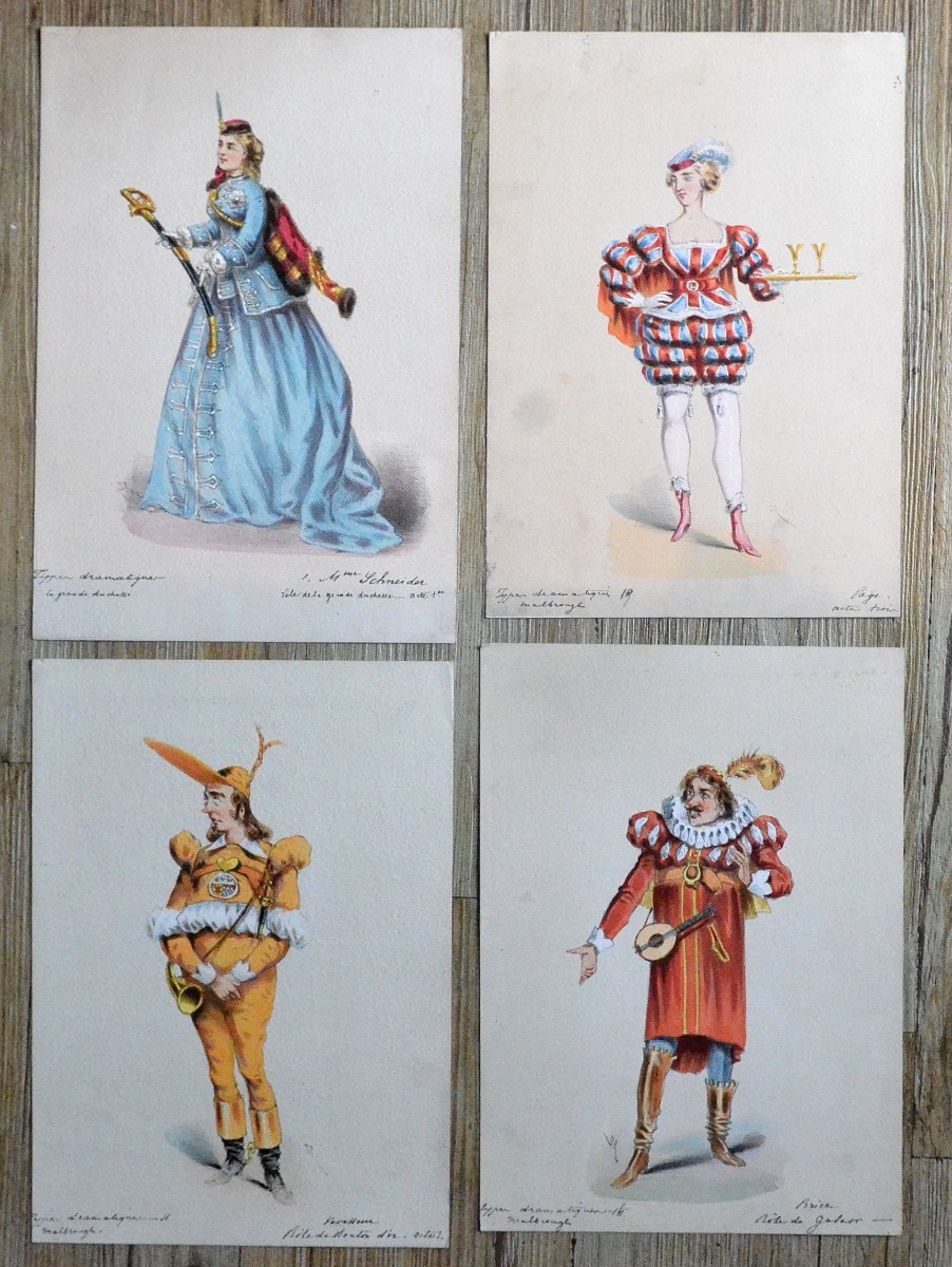 « Suite de 4 costumes de théâtre (2) » Jules Draner (1833 – 1926)