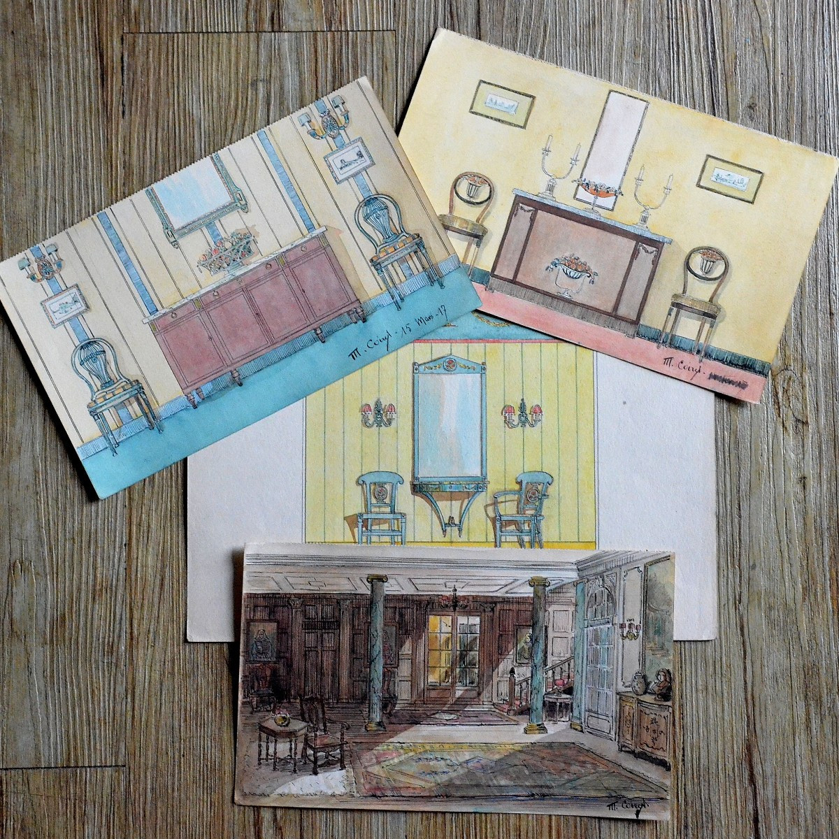 A Set Of 4 Interior Design Projects From The 1940s/50s