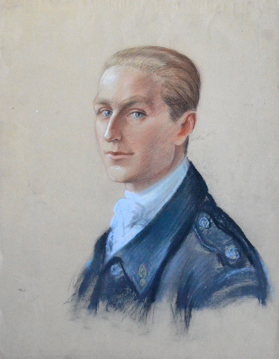 Portrait Of A Young Man With Blue Eyes, Circa 1940.-photo-2