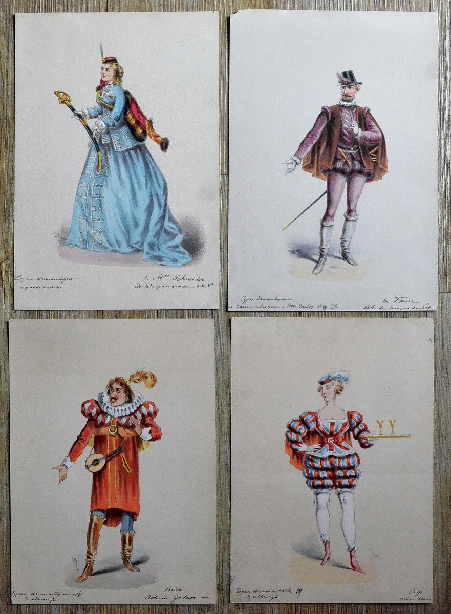  « Suite de 4 costumes de théâtre » Jules Draner (1833 – 1926)