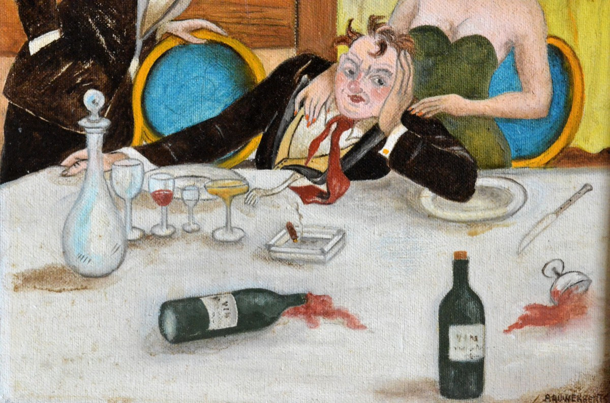 "the Drunkard In The Restaurant" By Marie Bauweraerts (1921 – 2022)-photo-2