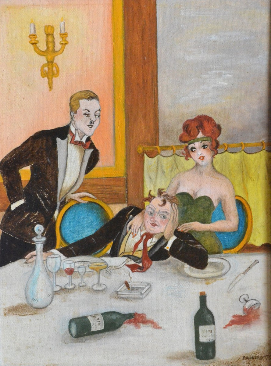 "the Drunkard In The Restaurant" By Marie Bauweraerts (1921 – 2022)-photo-3