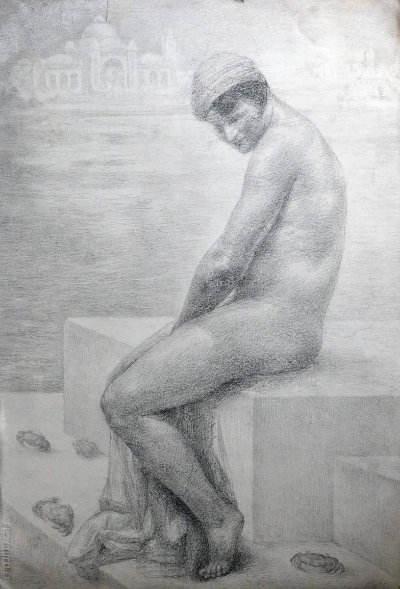 "Baigneuse devant le Bosphore" Georges  Geirnaert (1874 - 1955)