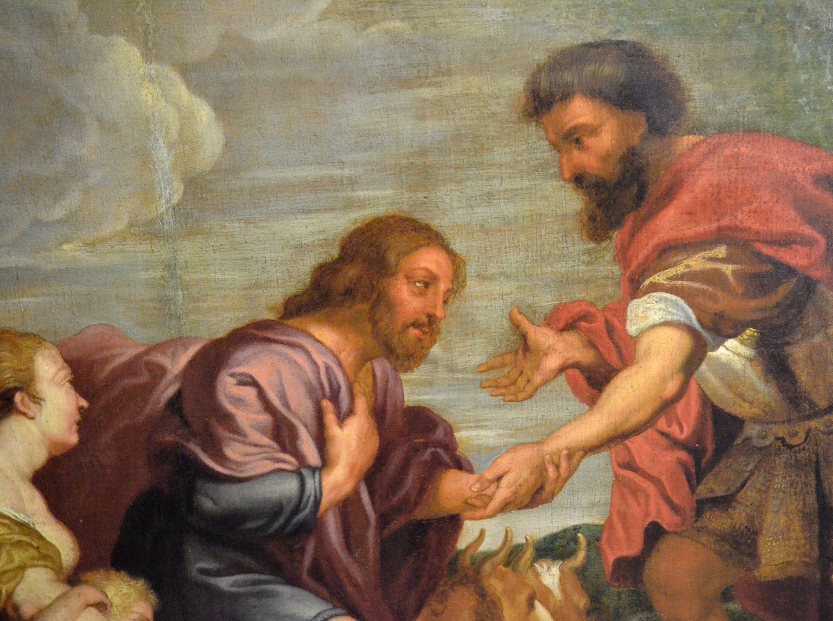 “esau And Jacob” (detail). A Very Important 17th-century Oil On Canvas.-photo-4