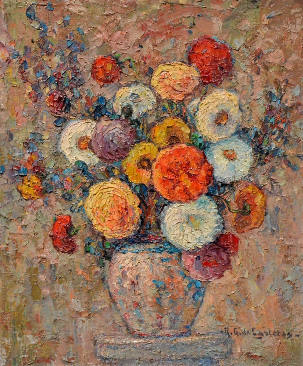 « Vase de fleurs » R.G de Casteras.-photo-2