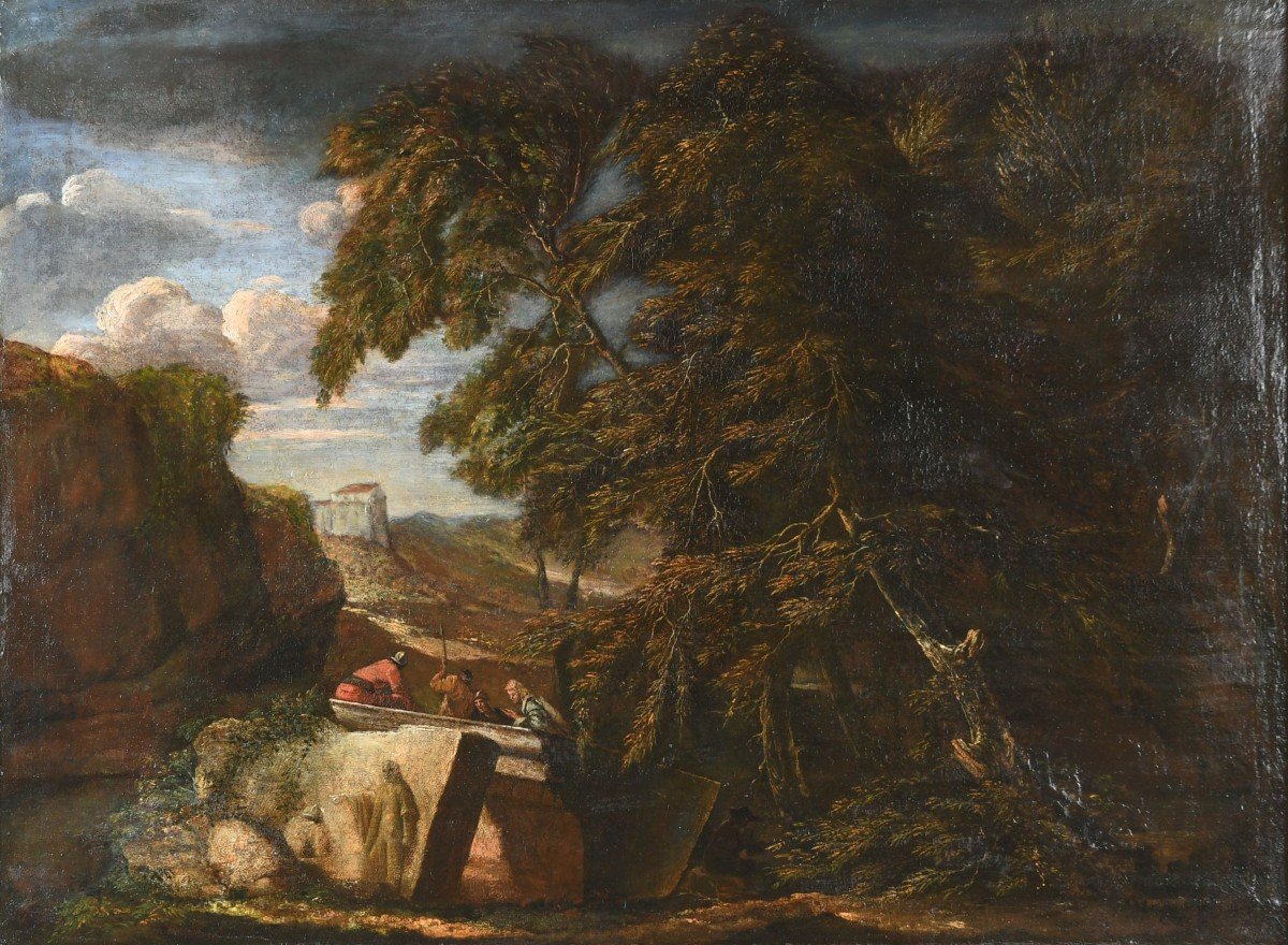 « Grand paysage animé. » XVIIe siècle.-photo-3