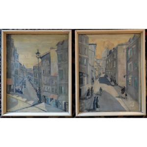 "animated Rome And St. Peter's Basilica" Pair Of Paintings.