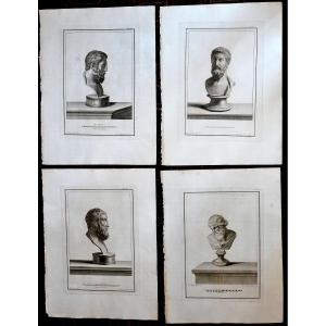 Suite Of 4 Roman Busts. 18th Century Engravings. (1)