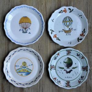 4 assiettes aux montgolfières. Nevers.