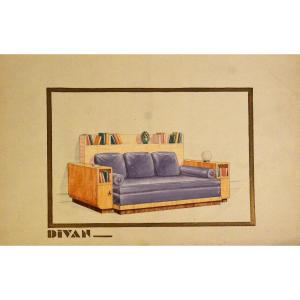 Etude d’un divan des années 40/50.