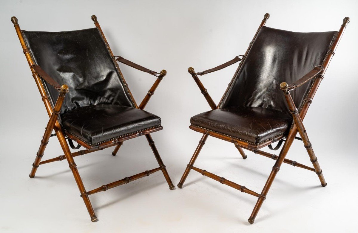 Paire De Fauteuils d'Officier Années 1950