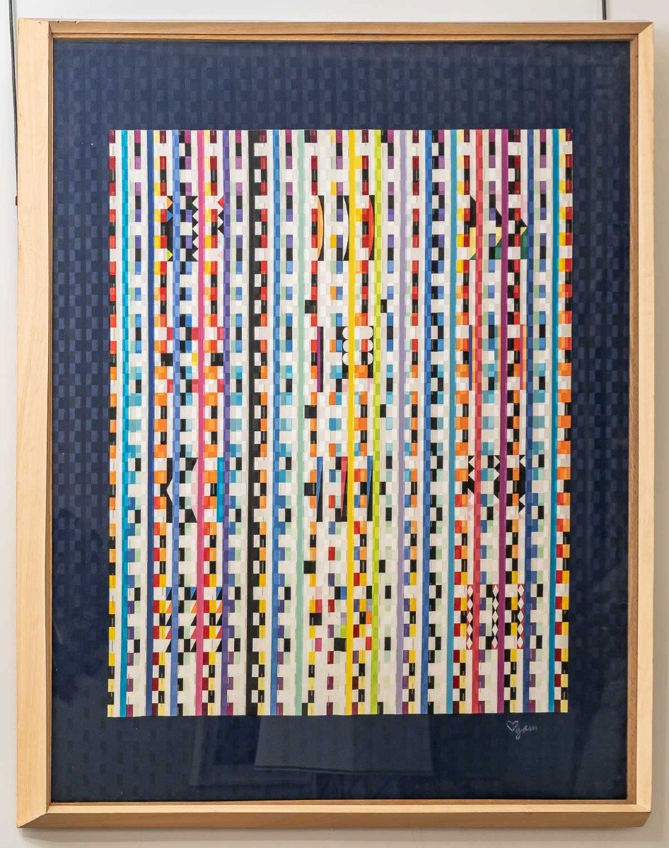 Screenprint On Silk By Yaakov Agam, 1980s.-photo-4