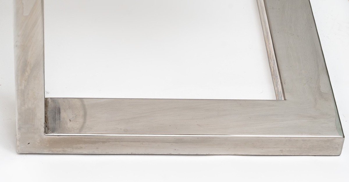 Console In Chromed Metal And Travertine Attributed To Romeo Rega, Italy, 1970s-photo-3