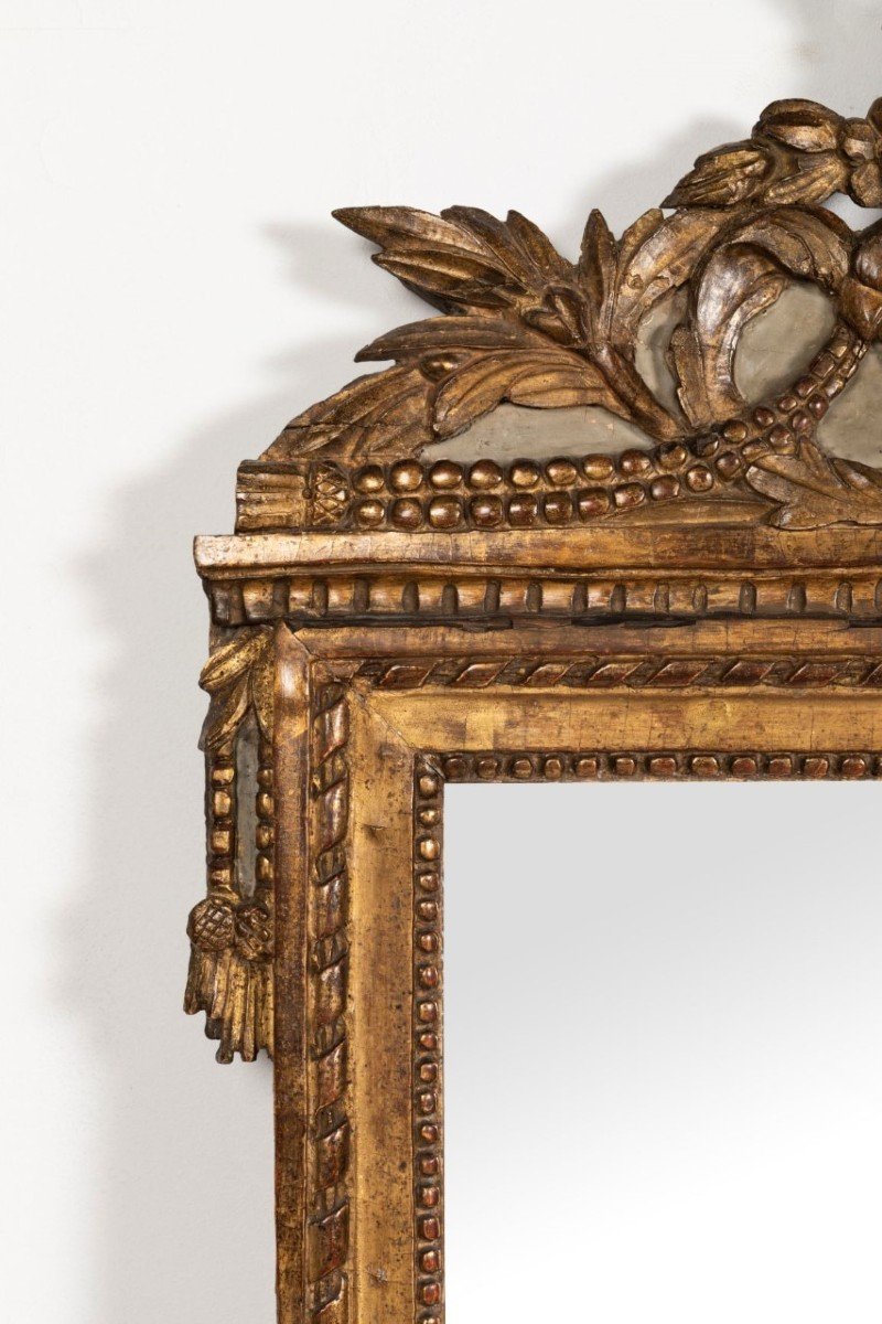 Miroir En Bois Doré Sculpté d'époque Louis XVI-photo-4