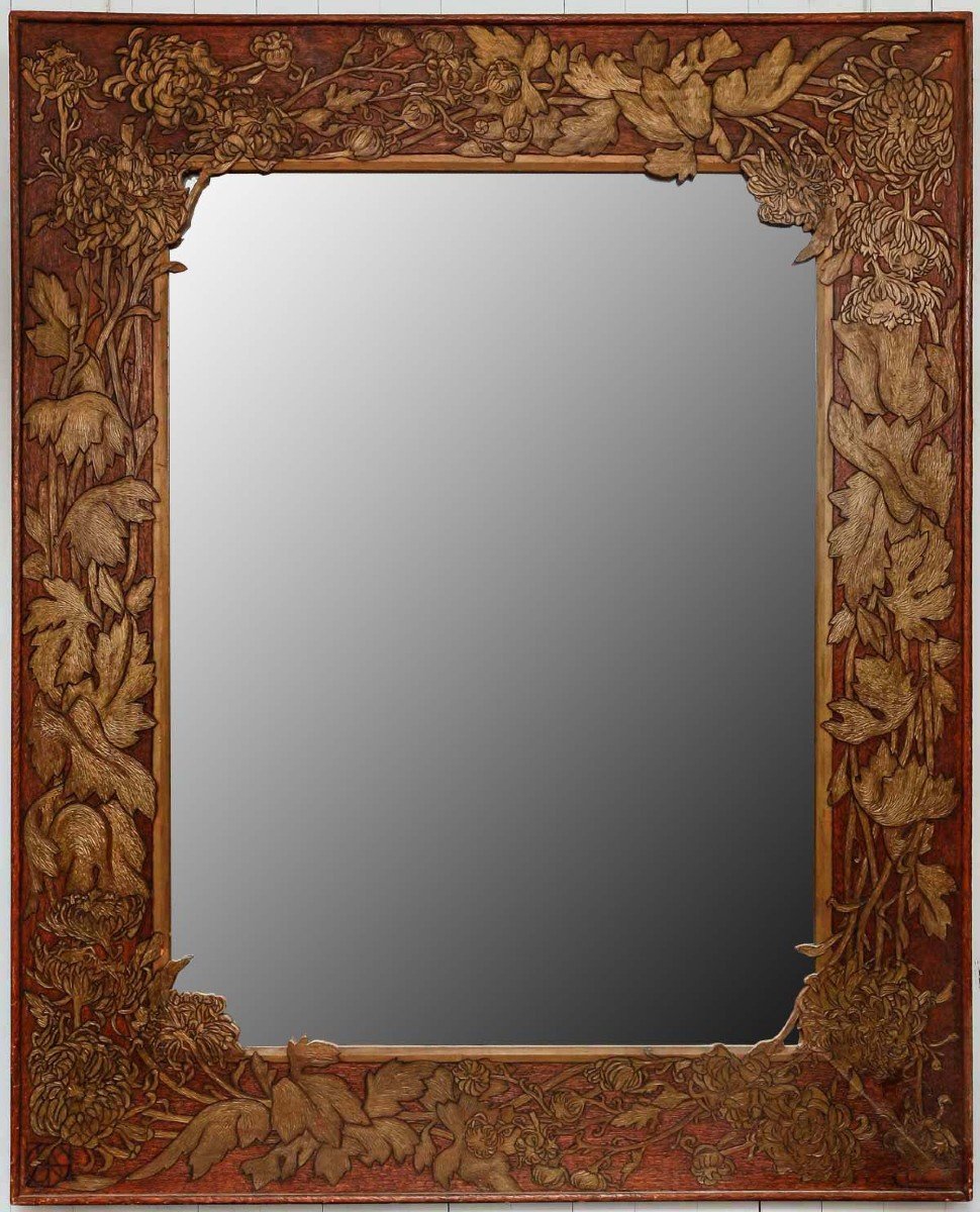 Important Cadre Miroir d'époque Art Nouveau