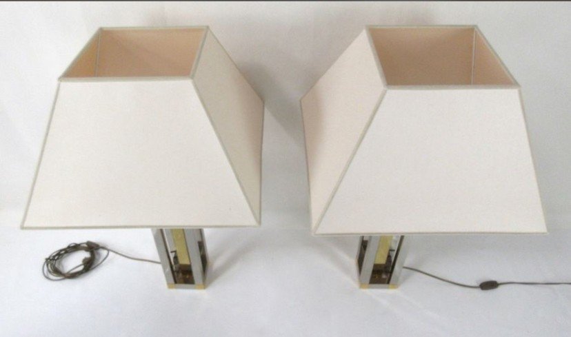 Pair Of Lamps From The 70s In The Taste Of Willy Rizzo-photo-3