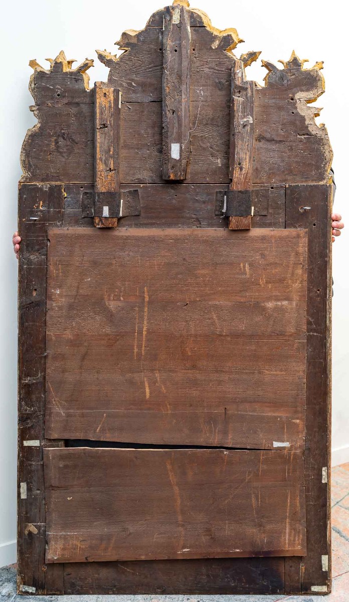 Important miroir à parcloses d'époque Louis XIV, fin du XVIIe siècle-photo-4