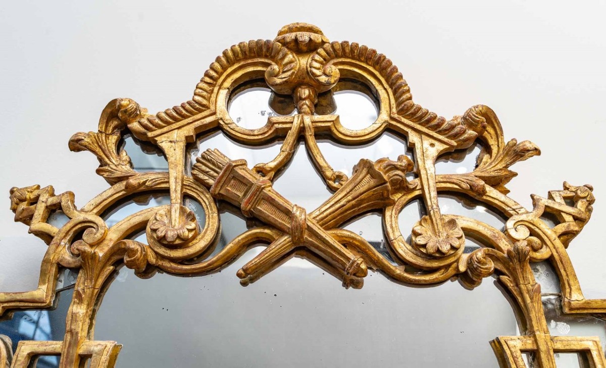 Important miroir à parcloses d'époque Louis XIV, fin du XVIIe siècle-photo-2