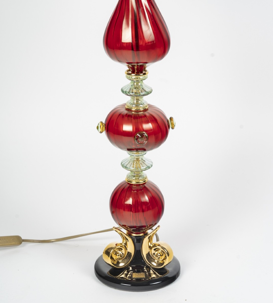 Grande lampe à poser en céramique et verre de Murano par la Maison Martinetti-photo-2