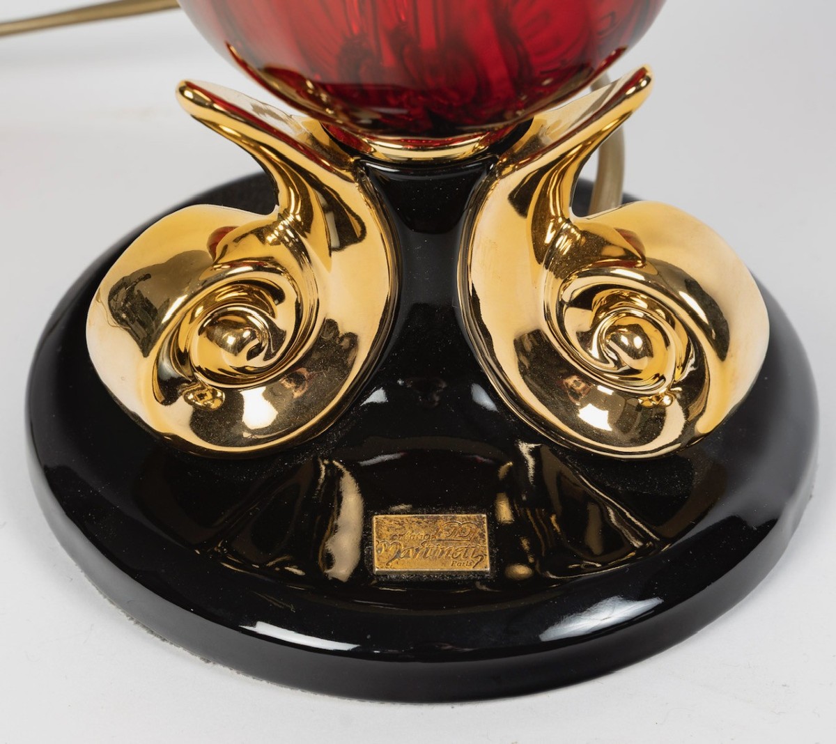 Grande lampe à poser en céramique et verre de Murano par la Maison Martinetti-photo-3