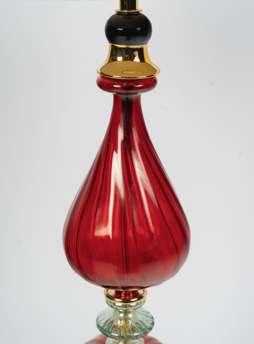 Grande lampe à poser en céramique et verre de Murano par la Maison Martinetti-photo-2