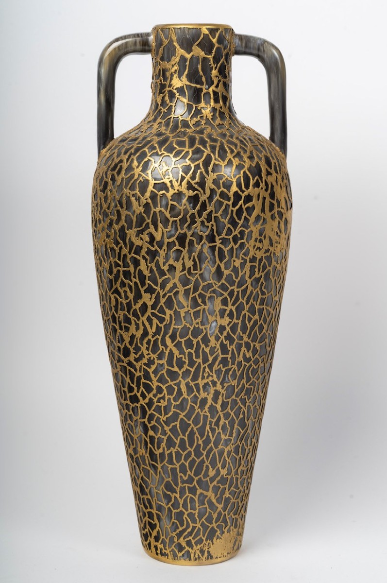 Large Ceramic And Cast Brass Vase From The 1950s-60s-photo-1