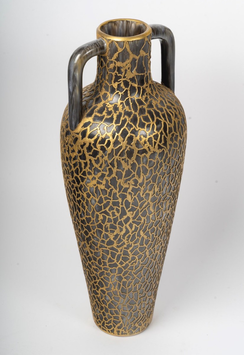 Large Ceramic And Cast Brass Vase From The 1950s-60s-photo-3