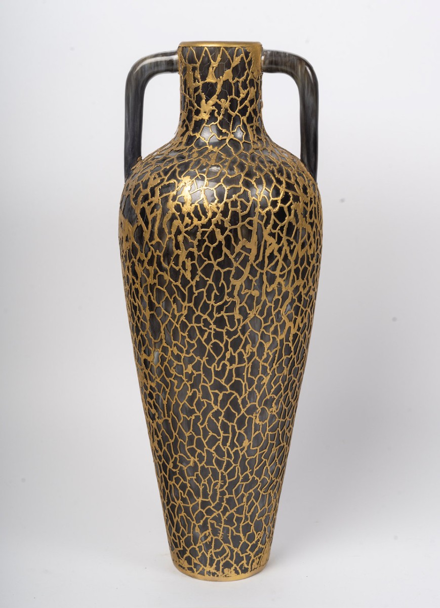 Large Ceramic And Cast Brass Vase From The 1950s-60s