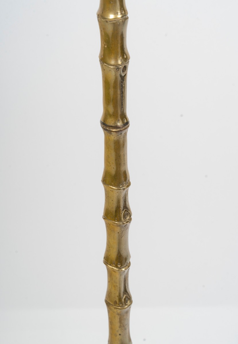 Brass Floor Lamp Imitating Bamboo, 1950s-photo-1