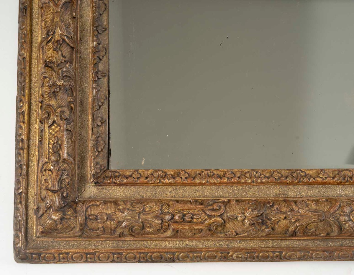 Miroir en bois sculpté doré d'époque Louis XIV-photo-2
