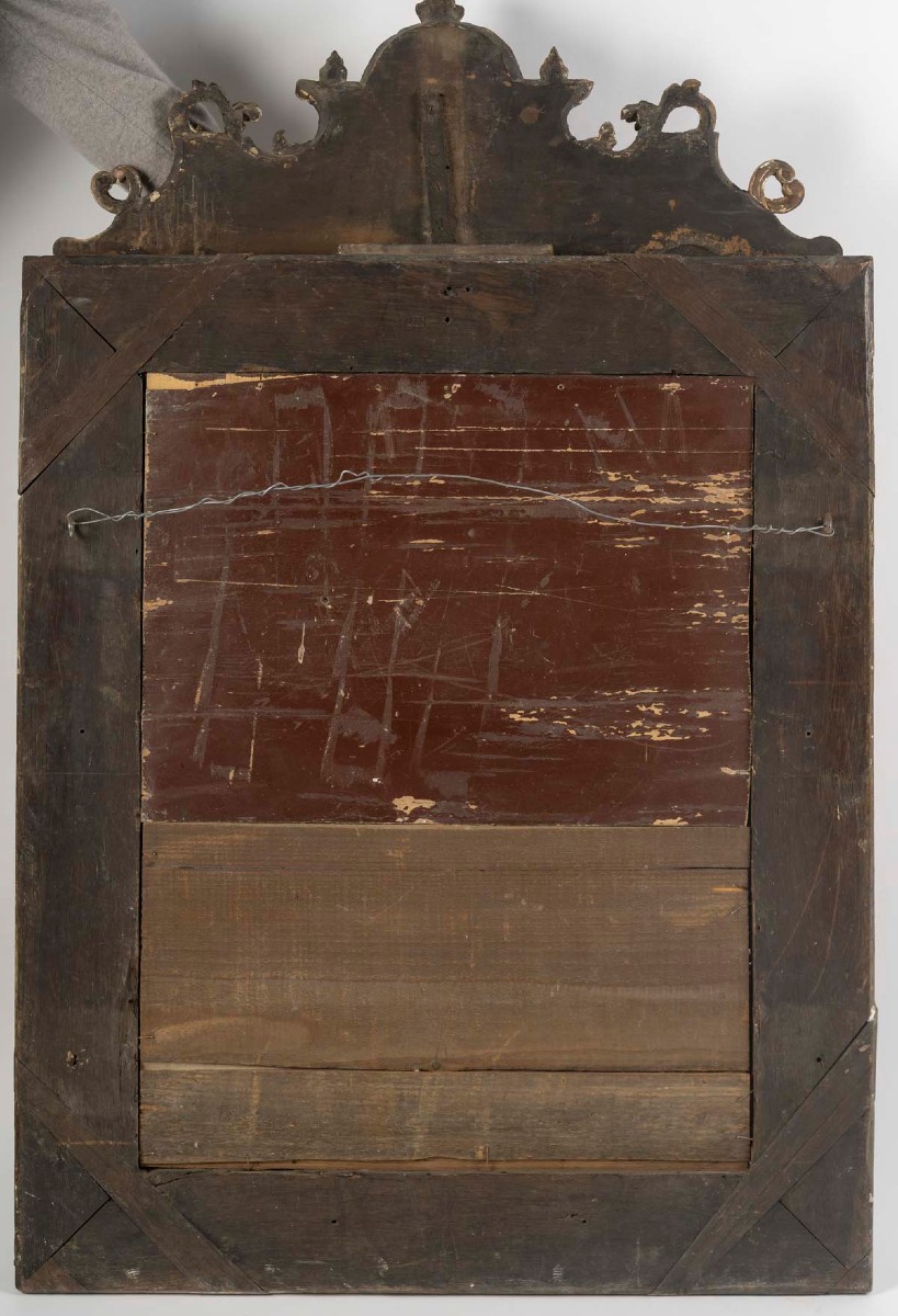 Miroir en bois sculpté doré d'époque Louis XIV-photo-4