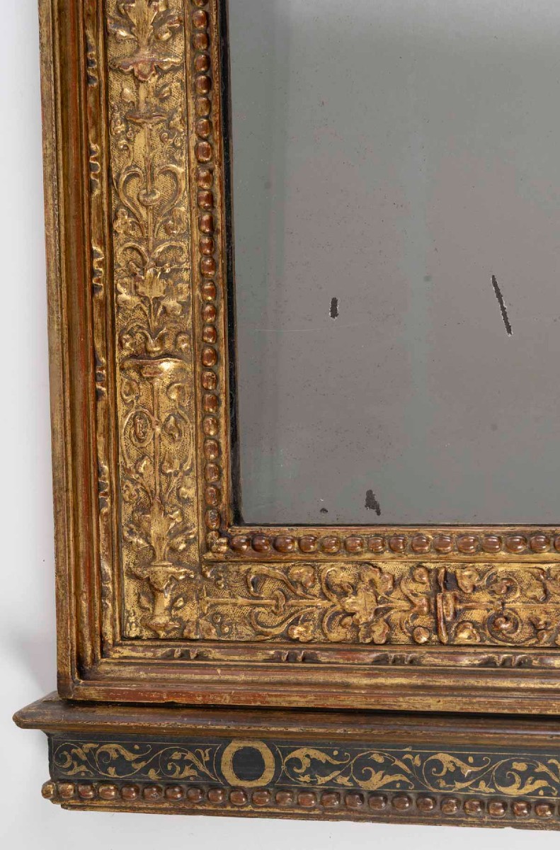 A Carved, Gilded Wooden Mirror In The Neo-renaissance Style, Dating From The 19th Century.-photo-1