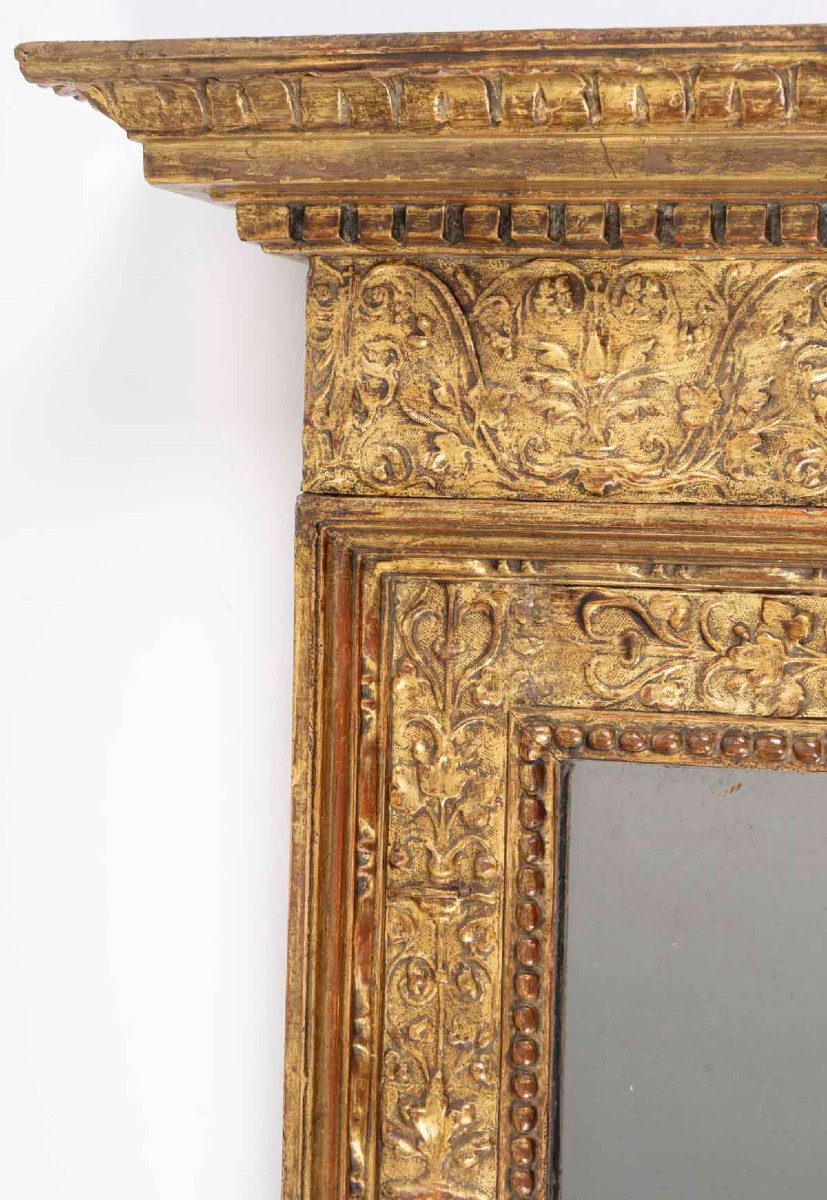 A Carved, Gilded Wooden Mirror In The Neo-renaissance Style, Dating From The 19th Century.-photo-3
