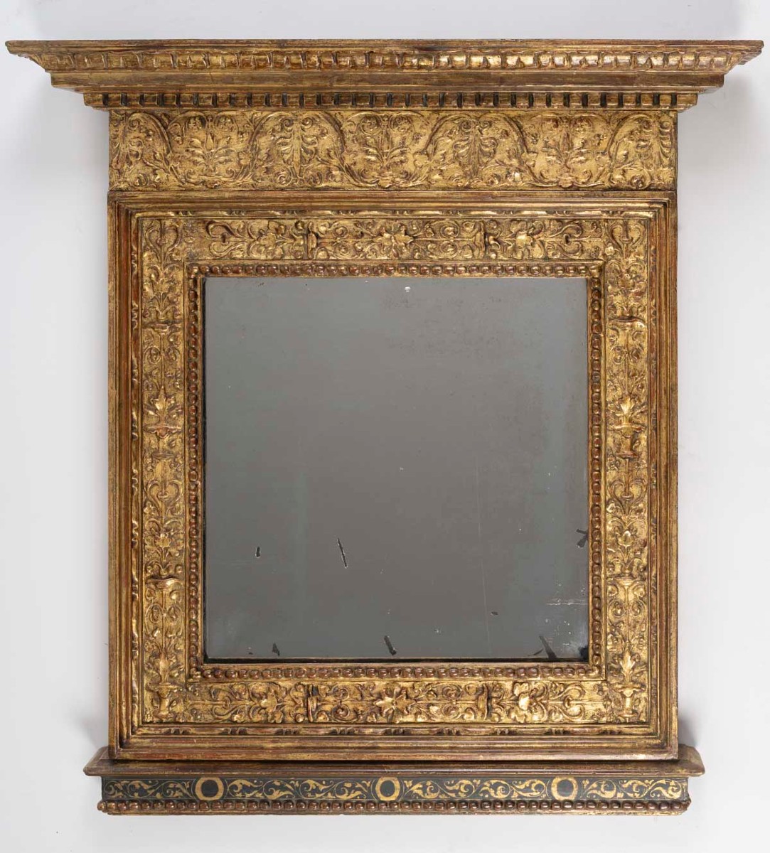 A Carved, Gilded Wooden Mirror In The Neo-renaissance Style, Dating From The 19th Century.
