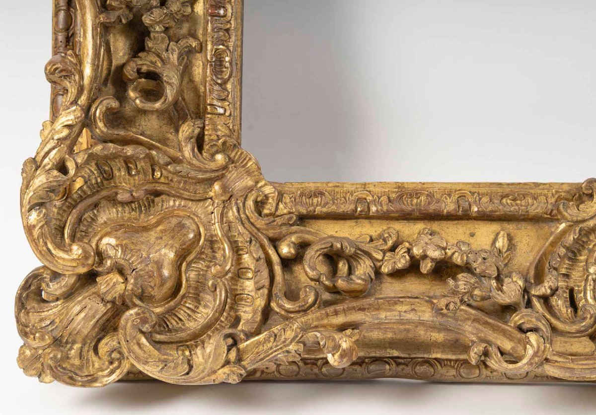Cadre en bois doré sculpté d'époque Louis XV-photo-2
