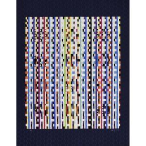 Screenprint On Silk By Yaakov Agam, 1980s.