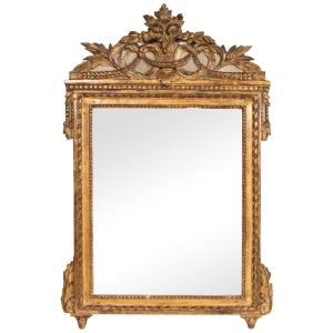 Miroir En Bois Doré Sculpté d'époque Louis XVI