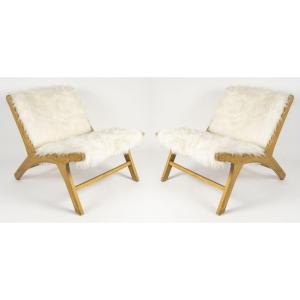 Pair Of Low Chairs By Olivier De Schrijver