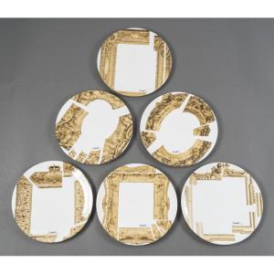 Série de six assiettes "Les cadres éclatés" par ARMAN