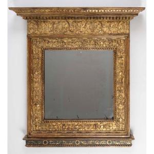 A Carved, Gilded Wooden Mirror In The Neo-renaissance Style, Dating From The 19th Century.