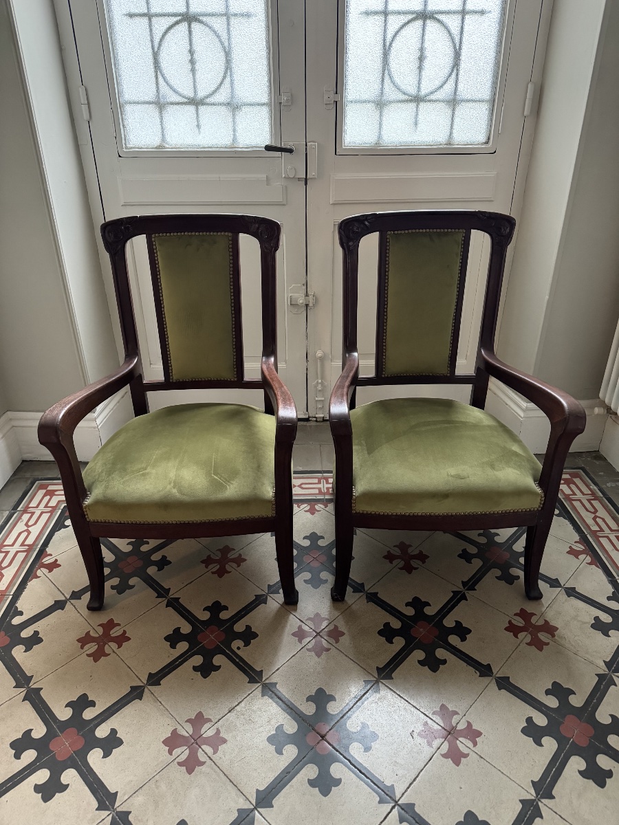 Paire de Fauteuils Art Nouveau -photo-2