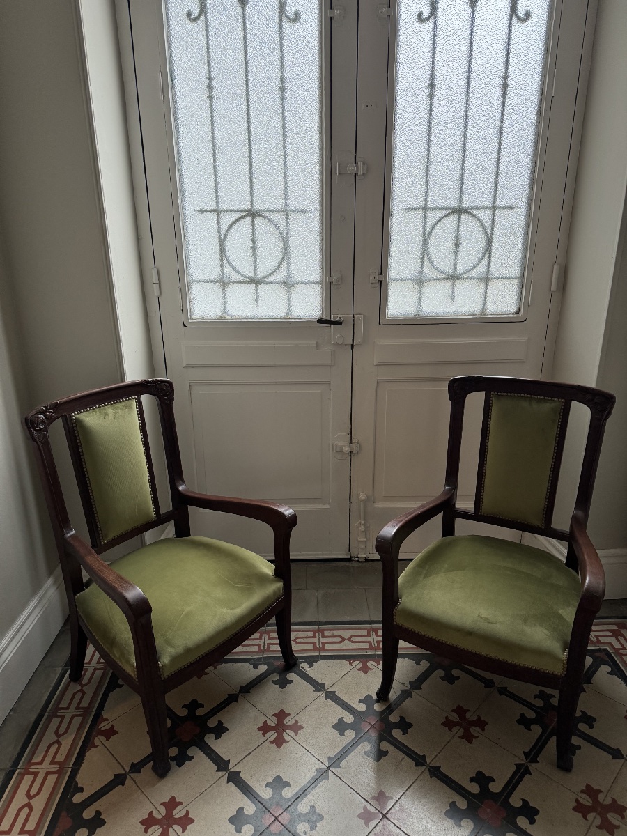 Paire de Fauteuils Art Nouveau -photo-4